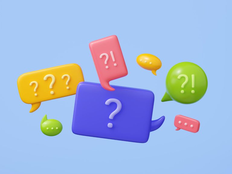 3d speech bubbles with question marks
