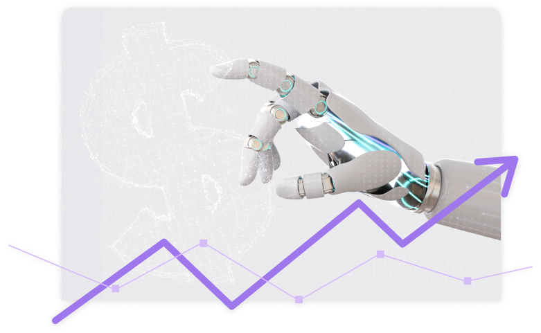 Robot hand and line graph EAUCTION.CLUB Platform