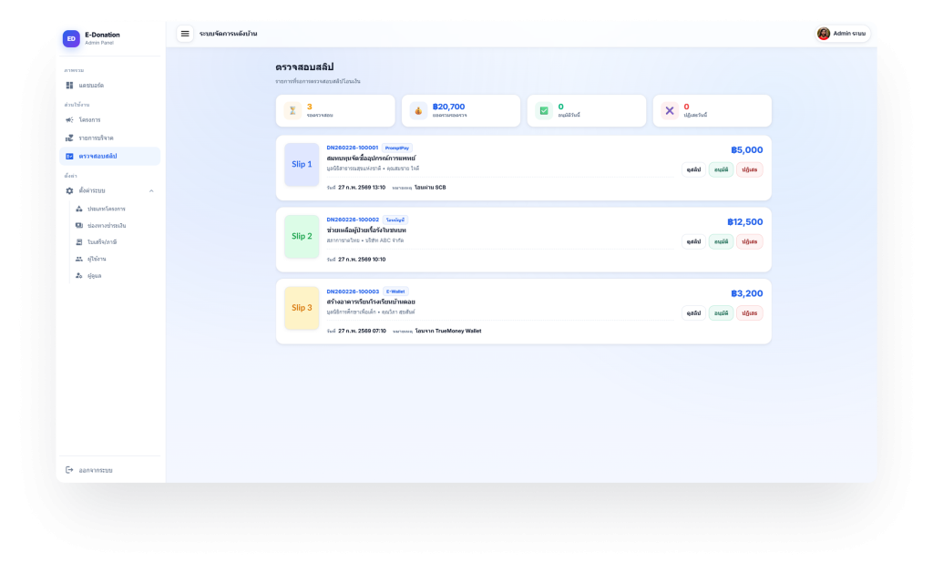 รายการบริจาค